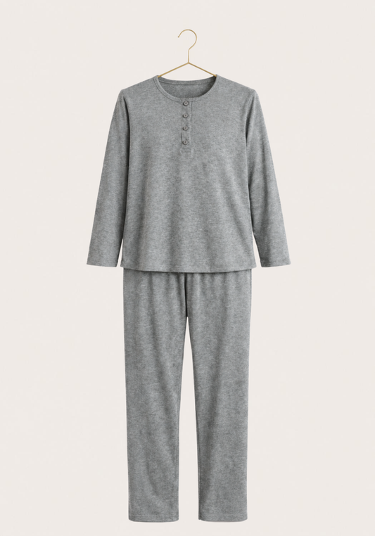 Round Neck Long Sleeve Top Pajamas (Vis Els)
