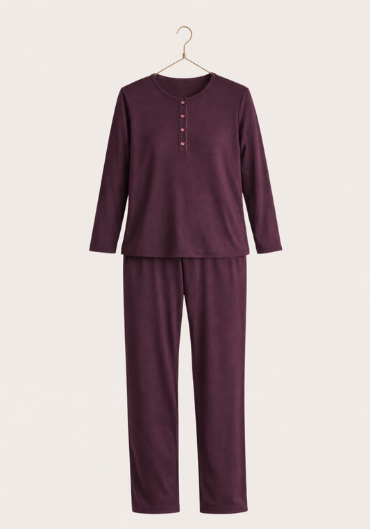 Round Neck Long Sleeve Top Pajamas (Vis Els)