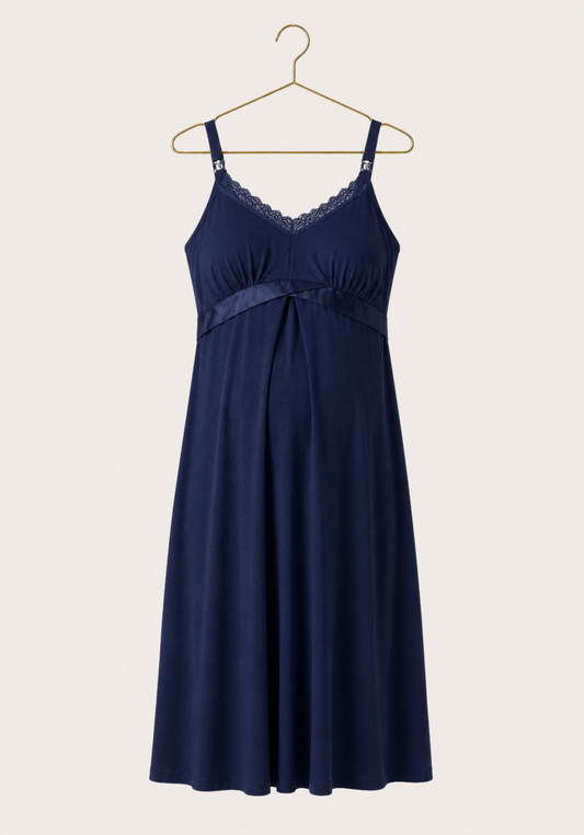 Maternal Nighty: Plain Shoulder Strap Short Nighty (100% Premium Cotton)