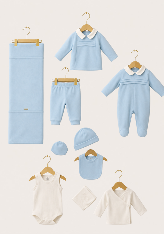 Baby Set Of 10: Romer, Top Pant, Undershirt, Banner, Cap, Blanket, Gloves, Robe, Towel