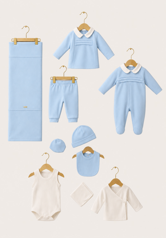 Baby Set Of 10: Romer, Top Pant, Undershirt, Banner, Cap, Blanket, Gloves, Robe, Towel
