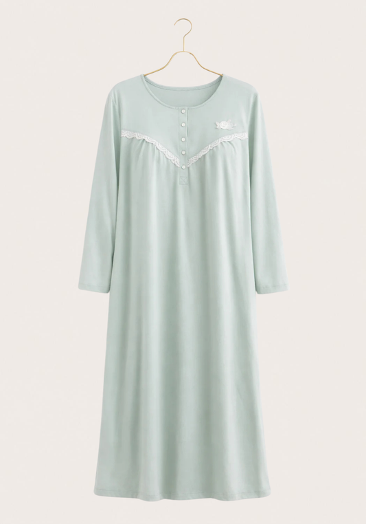 PLUS 100% Cotton Plus Size Long Sleeve Long Nighty