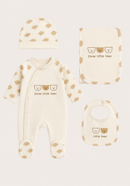Baby Set Of 4: Romper, Cap, Banner, Blanket