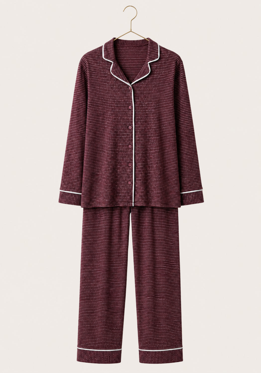 Maternal Soft Touch Collar Button Long Sleeve Pajamas