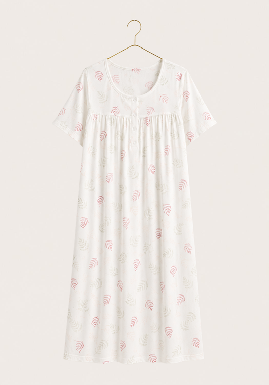 Viscose Lycra Plus Size Short Sleeve Long Nighty