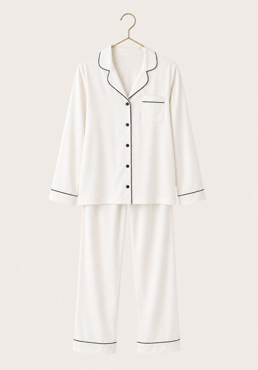 Collar Button Long Sleeve Pajama