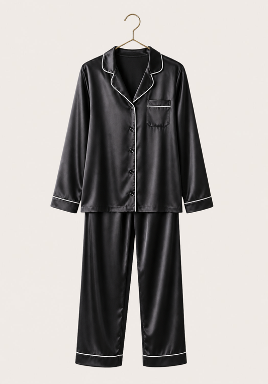 Collar Button Long Sleeve Pajama