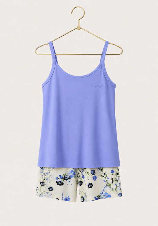 Short Set: Shoulder Strap Top And Shorts (Viscose Lycra)
