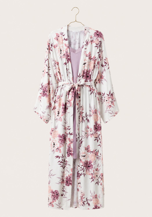 Robe Set: Shoulder Strap Short Nighty (Viscose Lycra) And Long Robe (100% Viscose)
