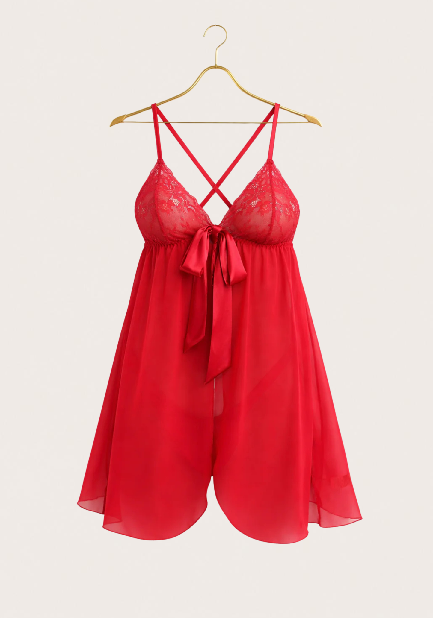 Shoulder Strap Schiffon Babydoll And Panty