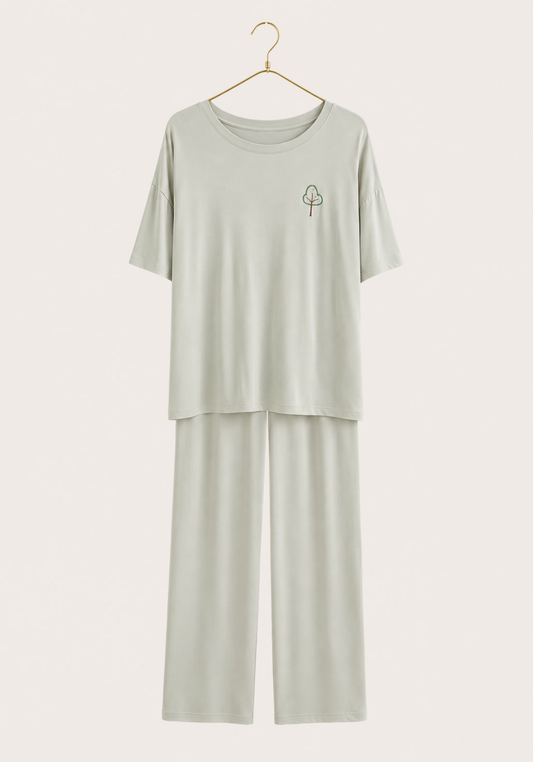 Viscose Lycra Short Sleeve Top And Long Pant Set
