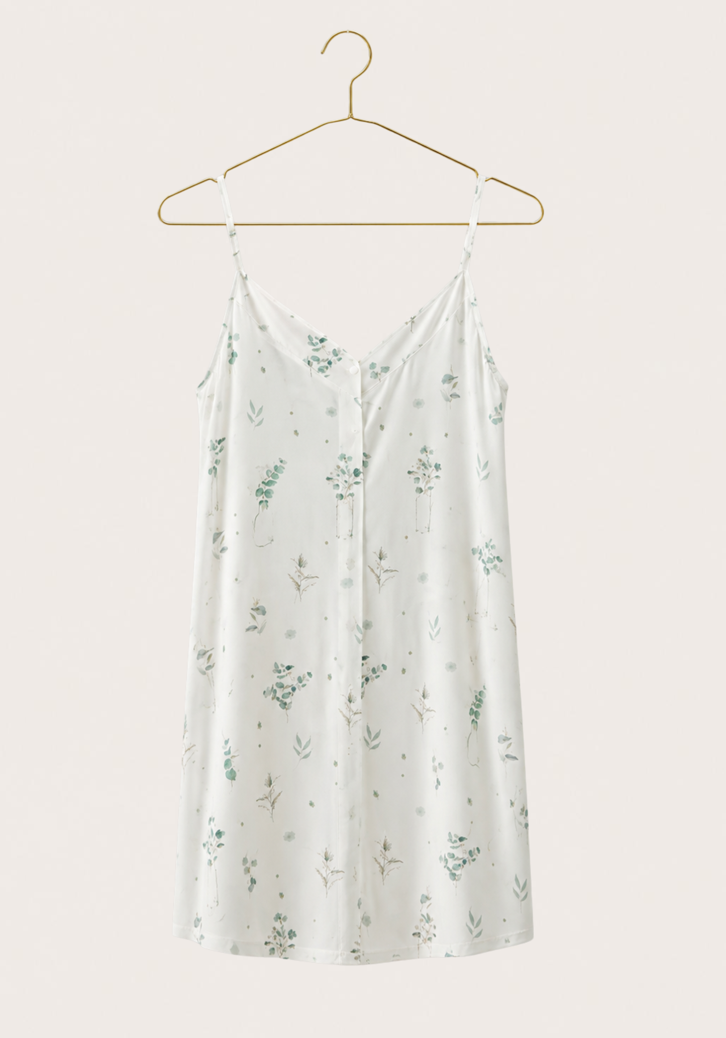 Cotton Button Shoulder Strap Nightgown