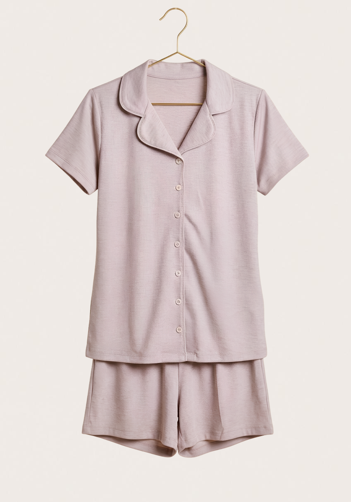 Collar Button Short Sleeve Short Set