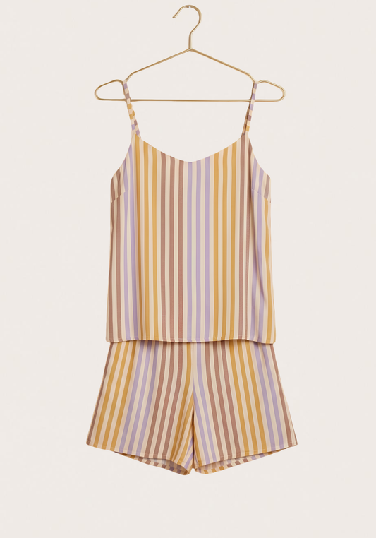 Woven Shoulder Strap Top And Short Set