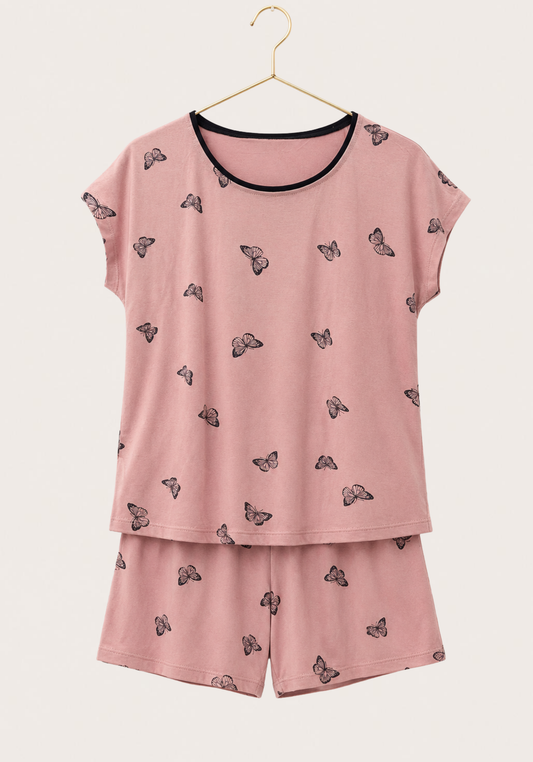 Short Sleeve Top With Short Set