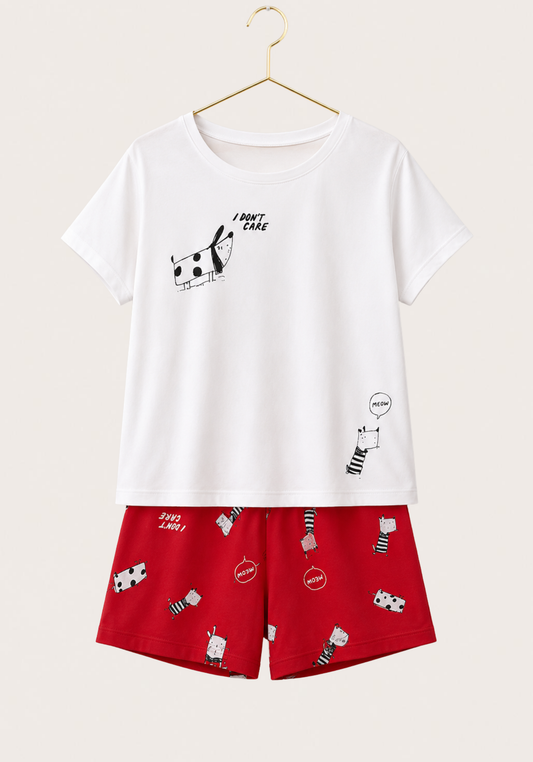 Cotton Short Sleeve Top And Short Set