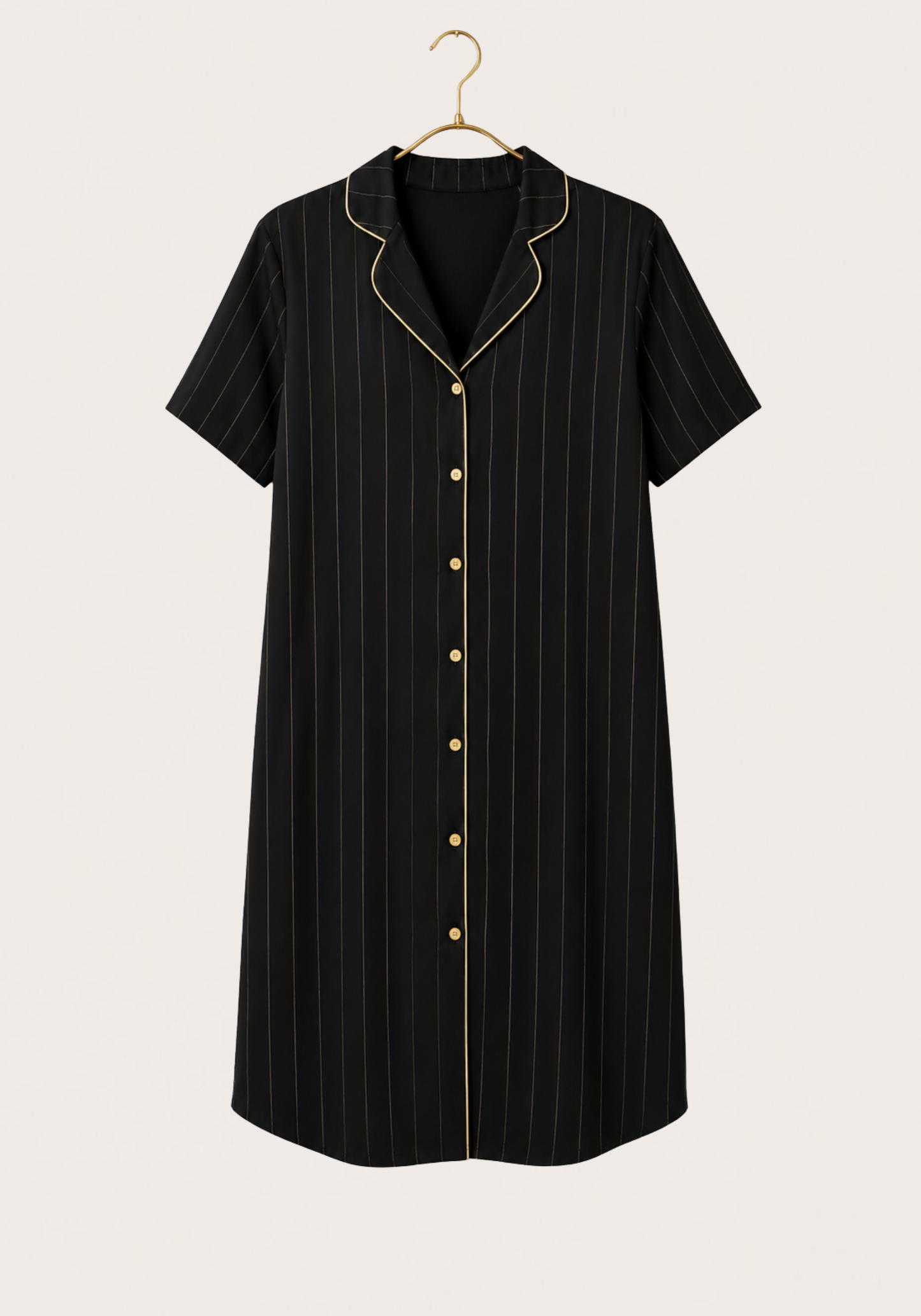 Viscose Lycra Striped Short Sleeve Collar Button Dress