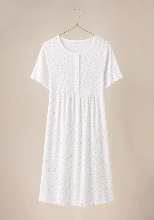 Plain Short Sleeve Long Nighty