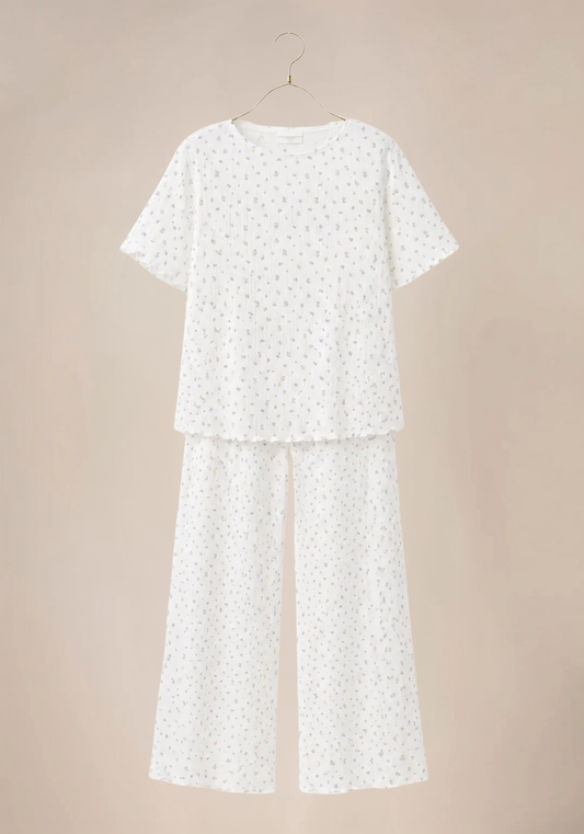 Cotton (100%) Floral Print Short Sleeves Pajamas