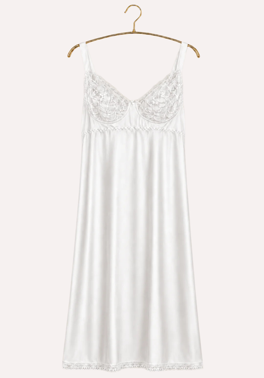 Short Slip: Wide Shoulder Strap Full Lace Unpadded Cup Short Under Slip
