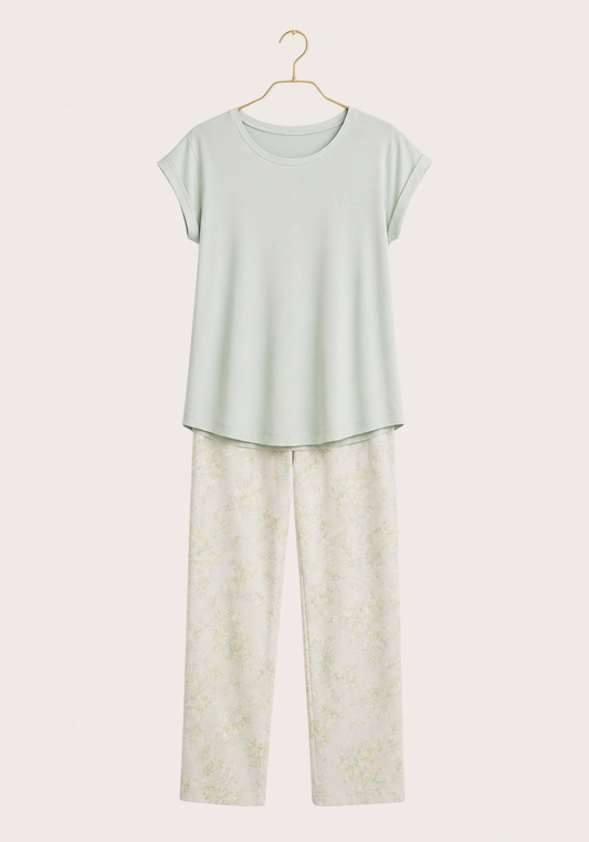Pajamas: Short Sleeve Top And Pants (Viscose Lycra)