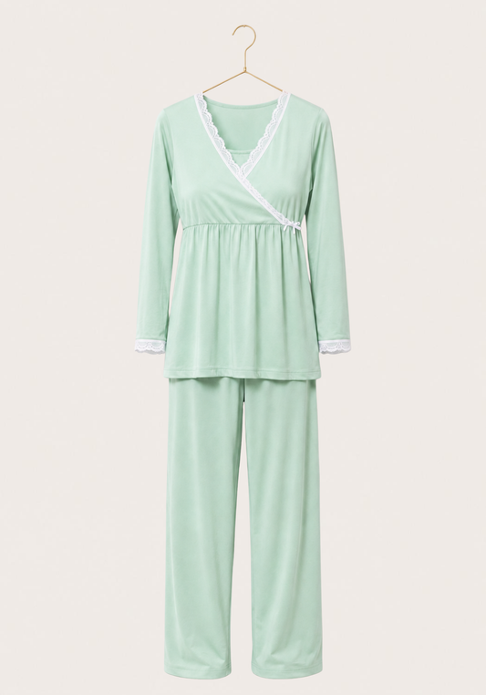 Maternal Long Sleeve Top And Plain Pant Pajamas