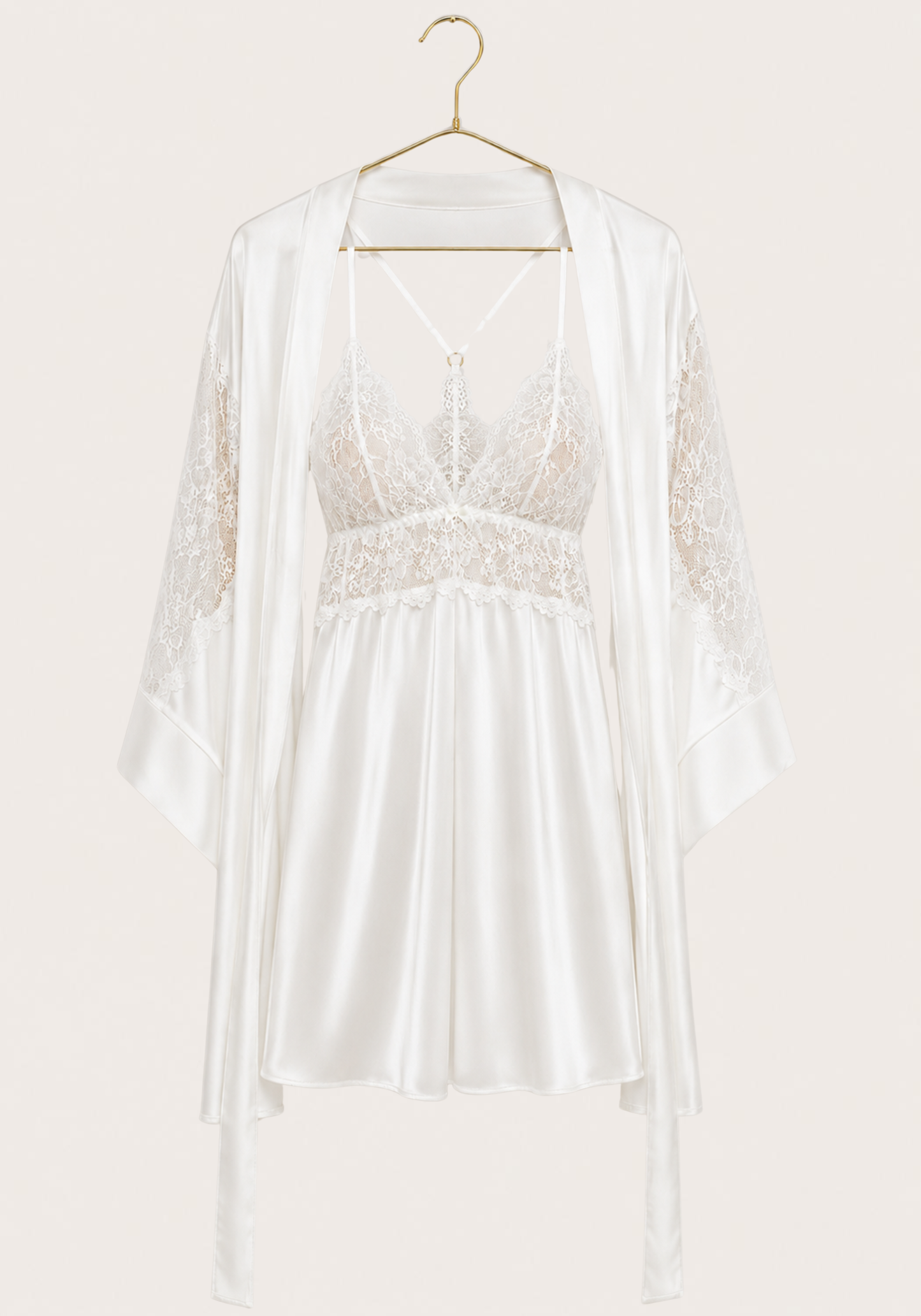 Bridal Satin Short Robe Set With Panty