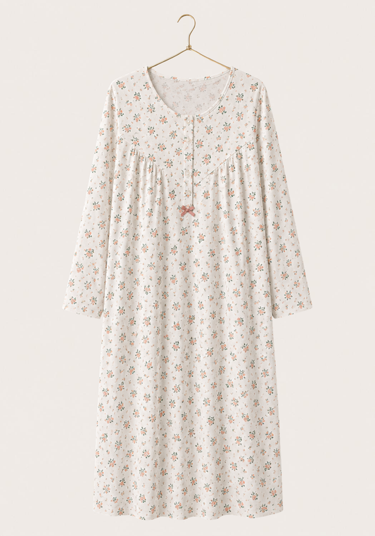 Plus 100% Cotton Plus Size Long Sleeve Long Nighty