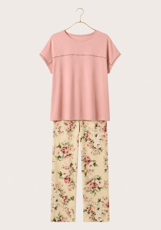 Pajamas: Short Sleeve Top And Pants (Viscose Lycra)