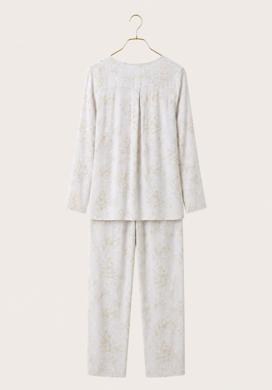 Pajamas: V-Collar Button Long Sleeve Top And Pants (100% Viscose)
