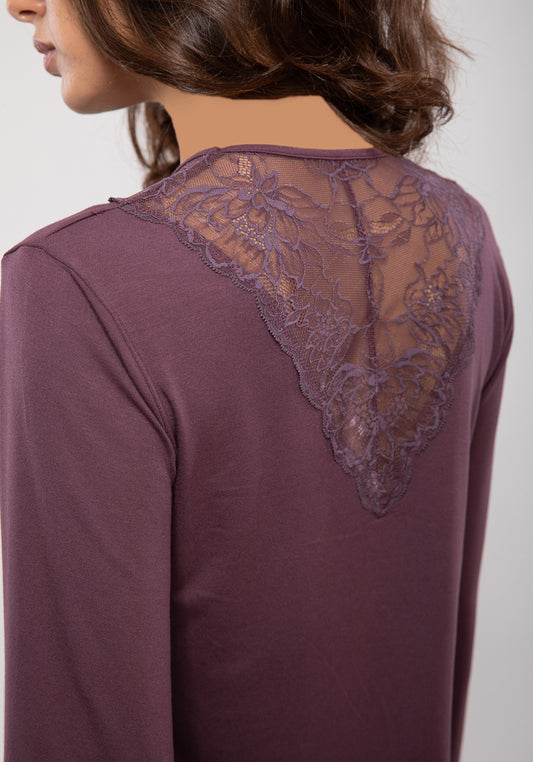 S&L Long Sleeve Lace Cotton Pajama