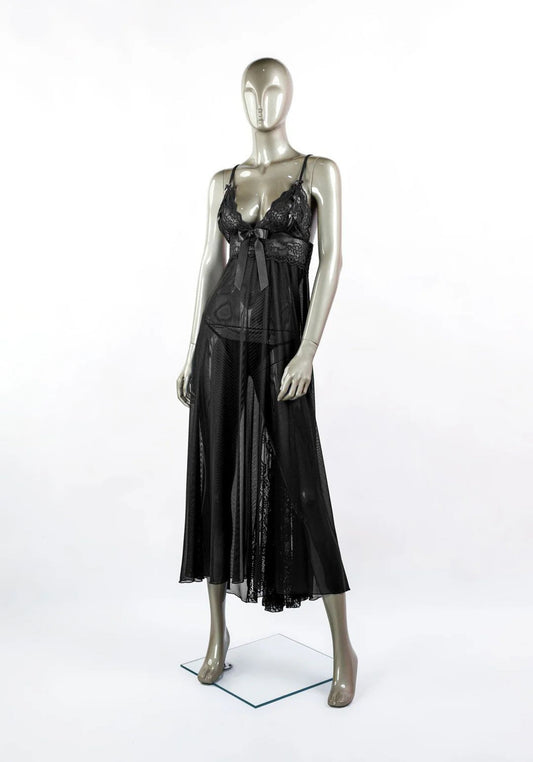 سروال داخلي طويل من قماش دانتيل شبكي من LNGR