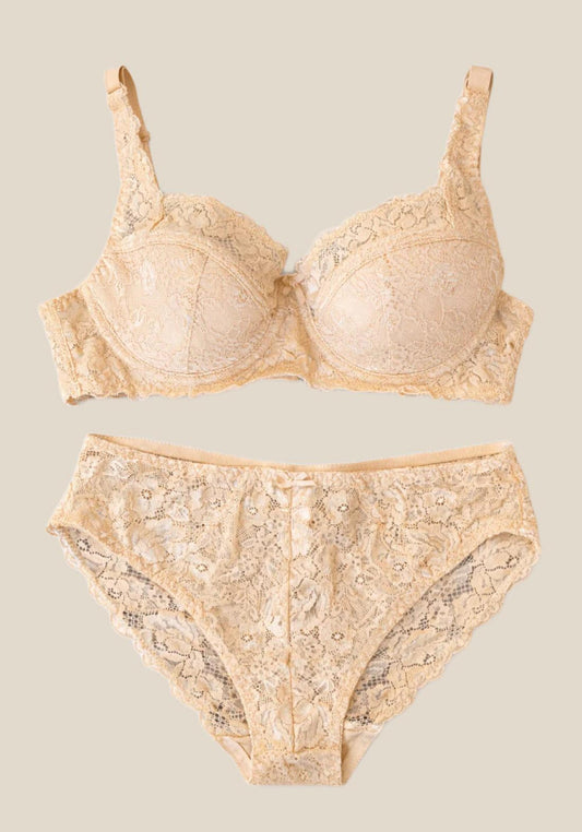 Bra Set: Half Padded Lace Bra With Panty