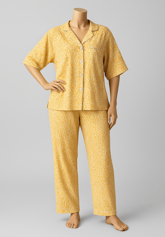 Collar Button Short Sleeve Pajamas