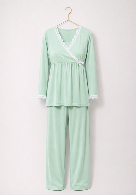 Maternal Long Sleeve Top And Plain Pant Pajamas