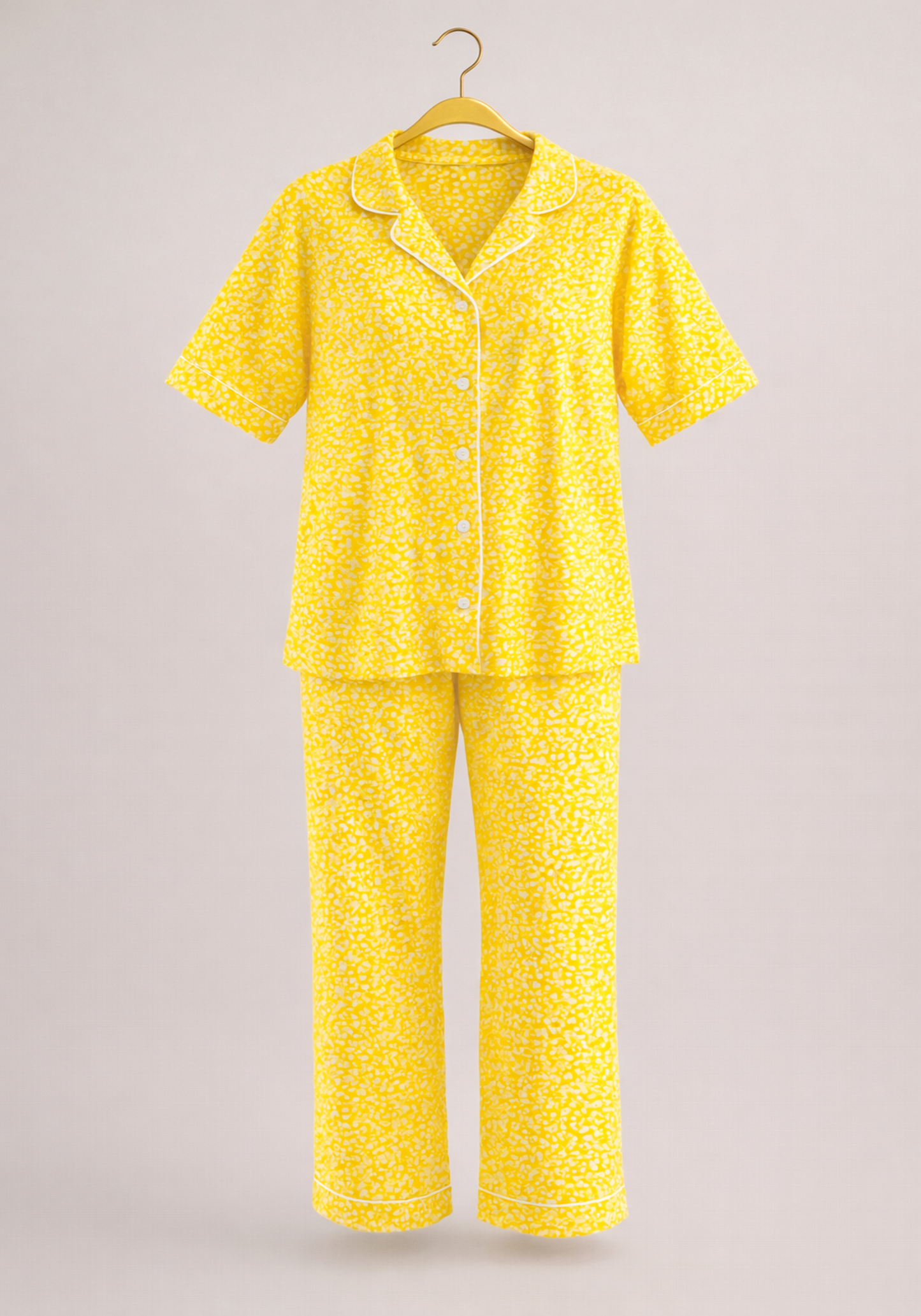 Collar Button Short Sleeve Pajamas