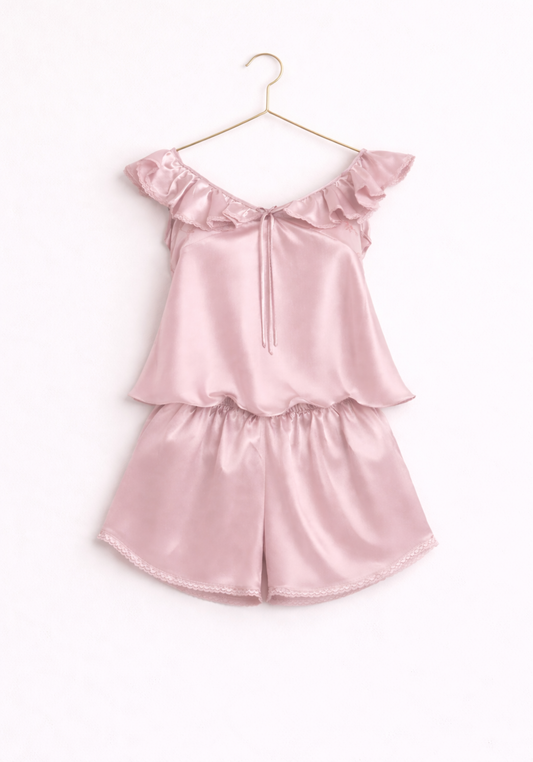 Satin Short Set: Top And Shorts