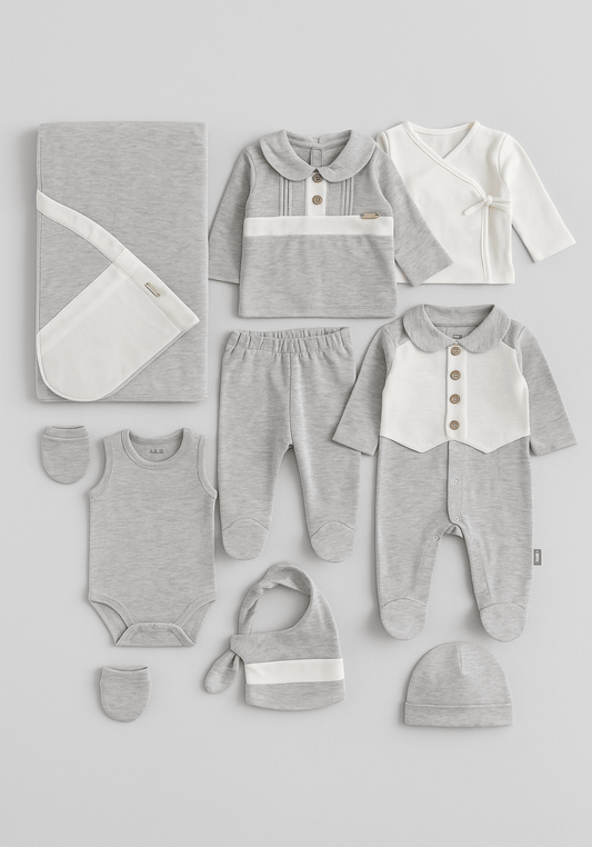 Baby Set Of 10: Romer, Top Pant, Undershirt, Banner, Cap, Blanket, Gloves, Robe, Towel