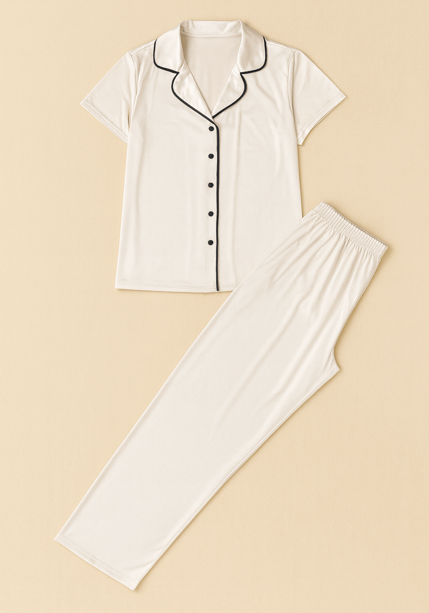 Plus Size Satin Collar Button Short Sleeve Pajama