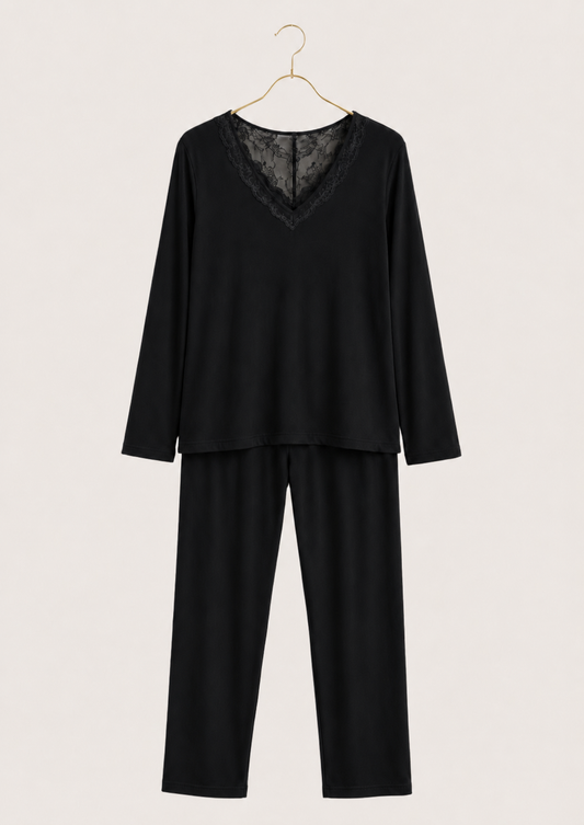 Long Sleeve Lace Cotton Pajama