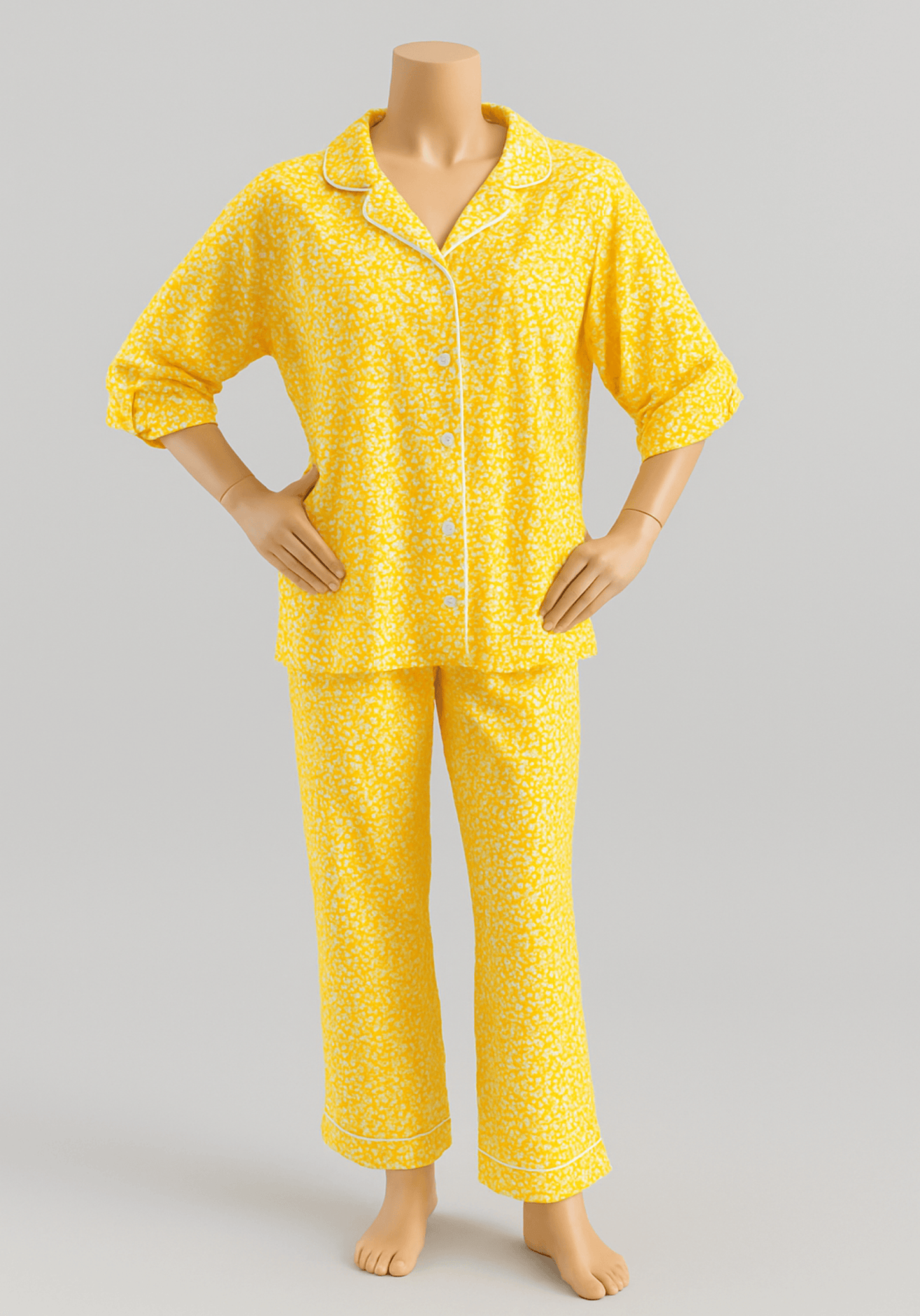 Collar Button Short Sleeve Pajamas