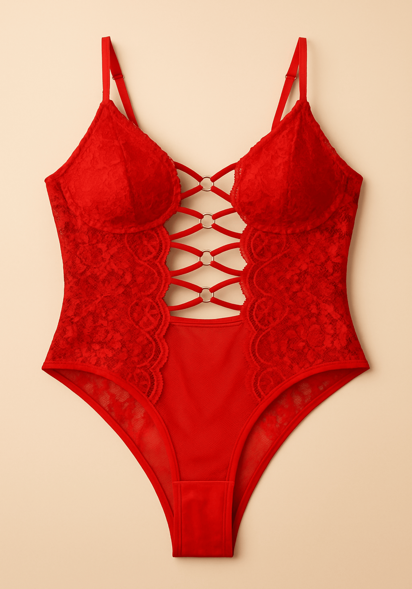 Shoulder And Front Straps With Side Lace Bodysuit