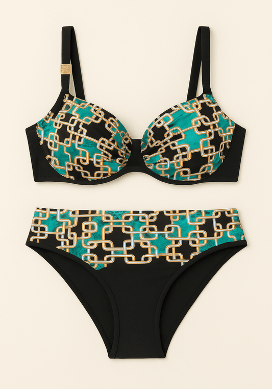 رداء سباحة OCC باللون الأسود والأخضر