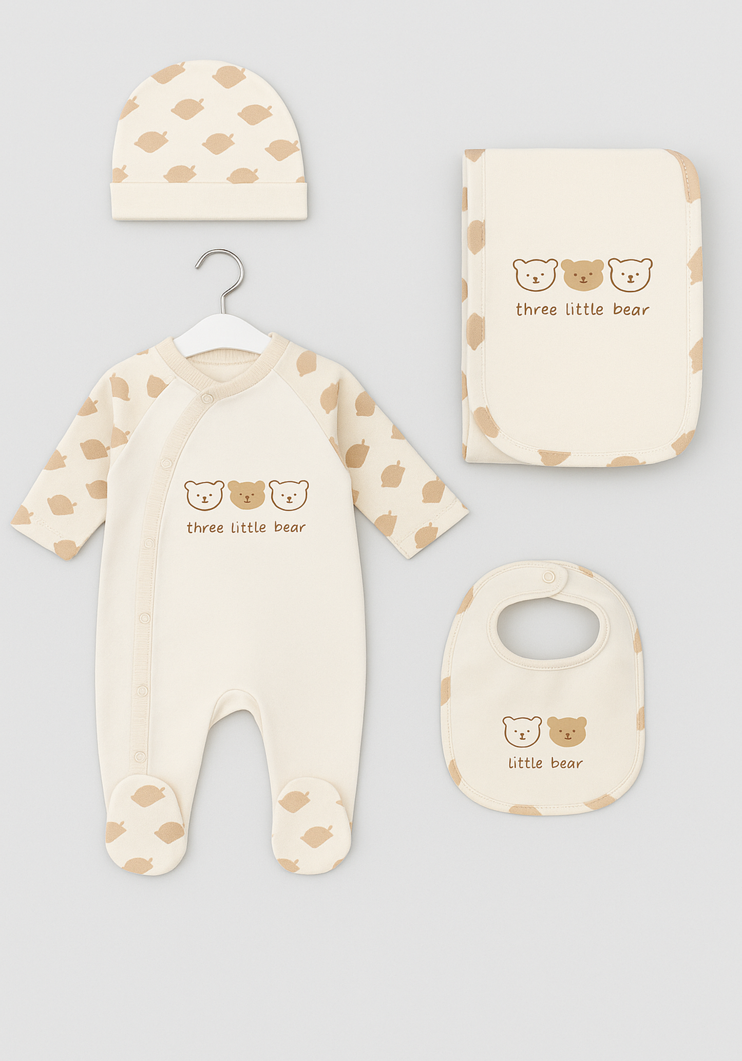 Baby Set Of 4: Romper, Cap, Banner, Blanket