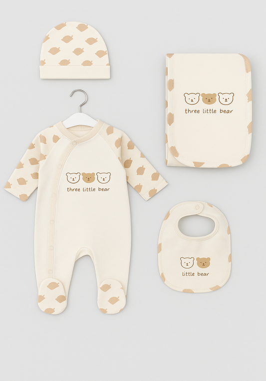 Baby Set Of 4: Romper, Cap, Banner, Blanket