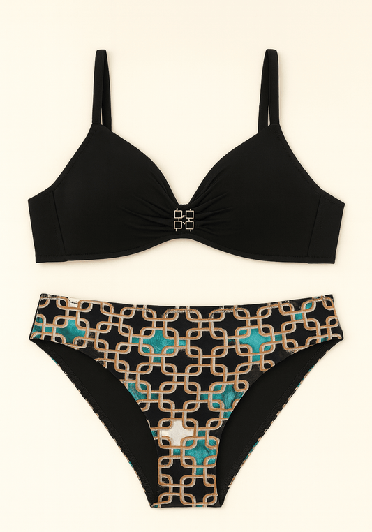 بيكيني سباحة باللونين الأسود والأخضر من OCC