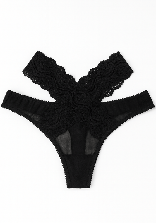 Front Back X-Lace Mesh Bikini