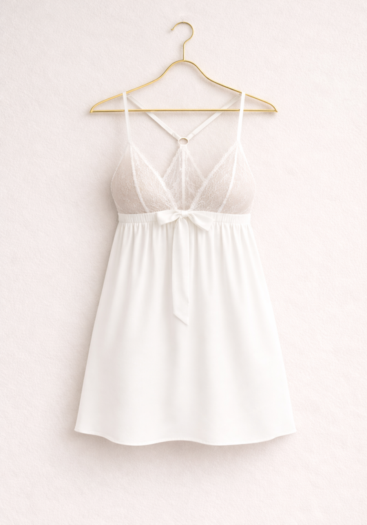 Satin Shoulder Strap Dantel Cup Nighty And Panty
