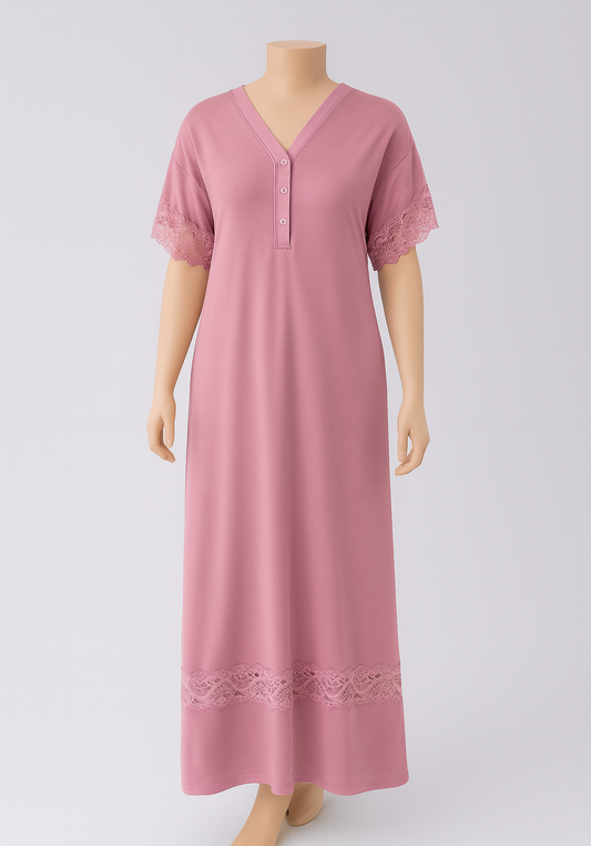 قميص نوم طويل بأكمام قصيرة للأمهات