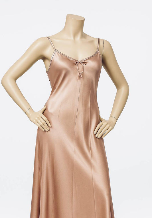 Satin Long Night Gown With Back Straps